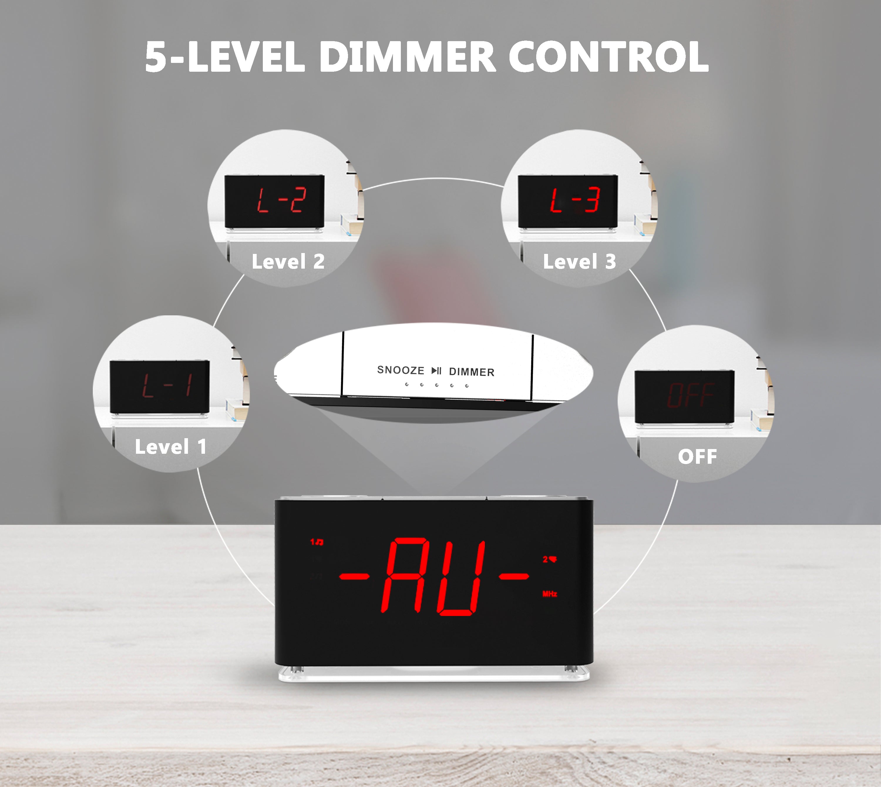 Digital iTOMA Alarm Clock Radio with wireless connection, Dual Alarm, Dimmable LED Display, 16 Levels Volume, FM Radio with Sleep Timer, Nightlight, Snooze, 12/24H iTOMA 507U