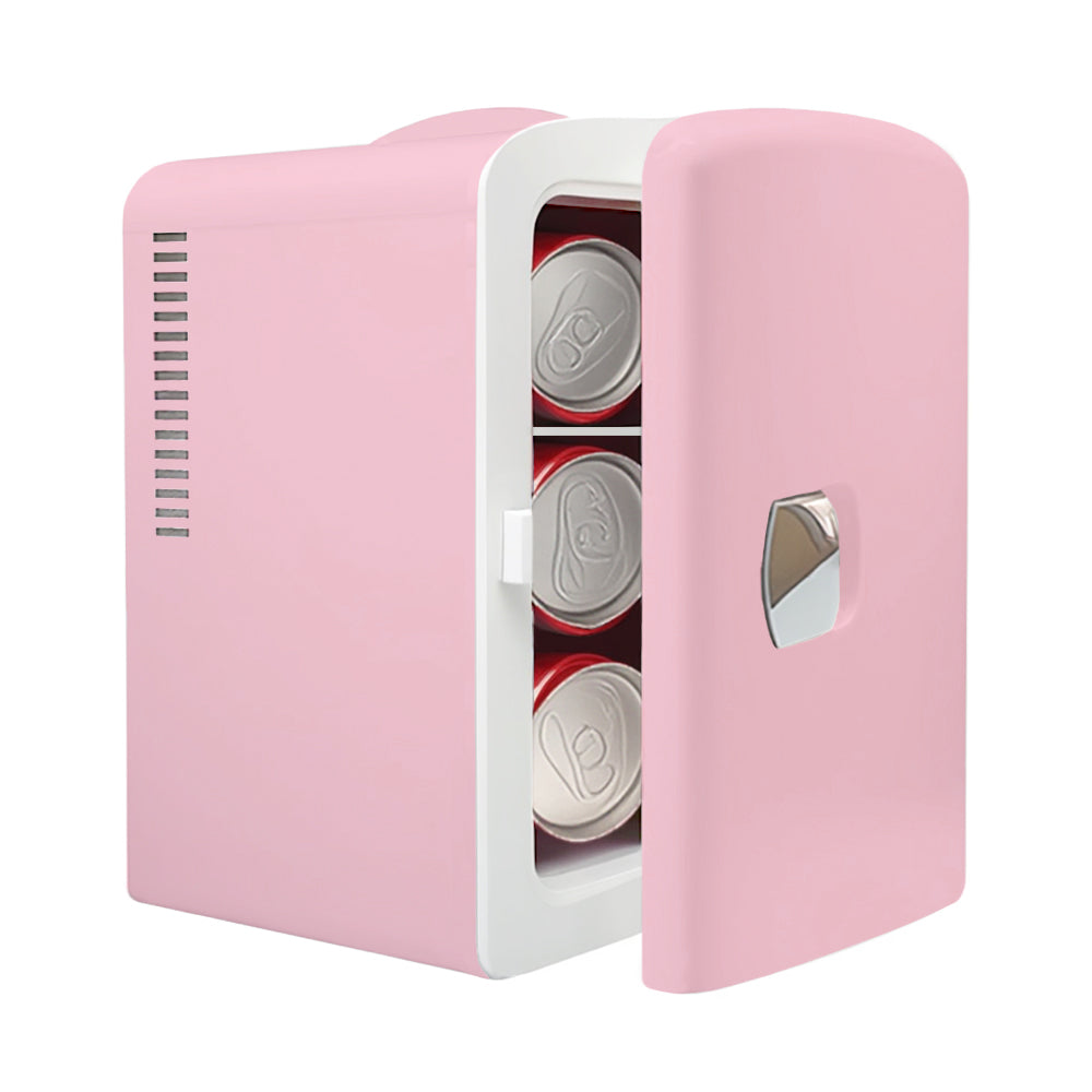 4L K4206 Pink Mini Fridge, 4 Liter/6 Can Portable Cooler Personal Refrigerator for Skin Care, Cosmetics, Beverage, Food,100% Freon-Free Eco Friendly for Bedroom, Office, Car, Dorm