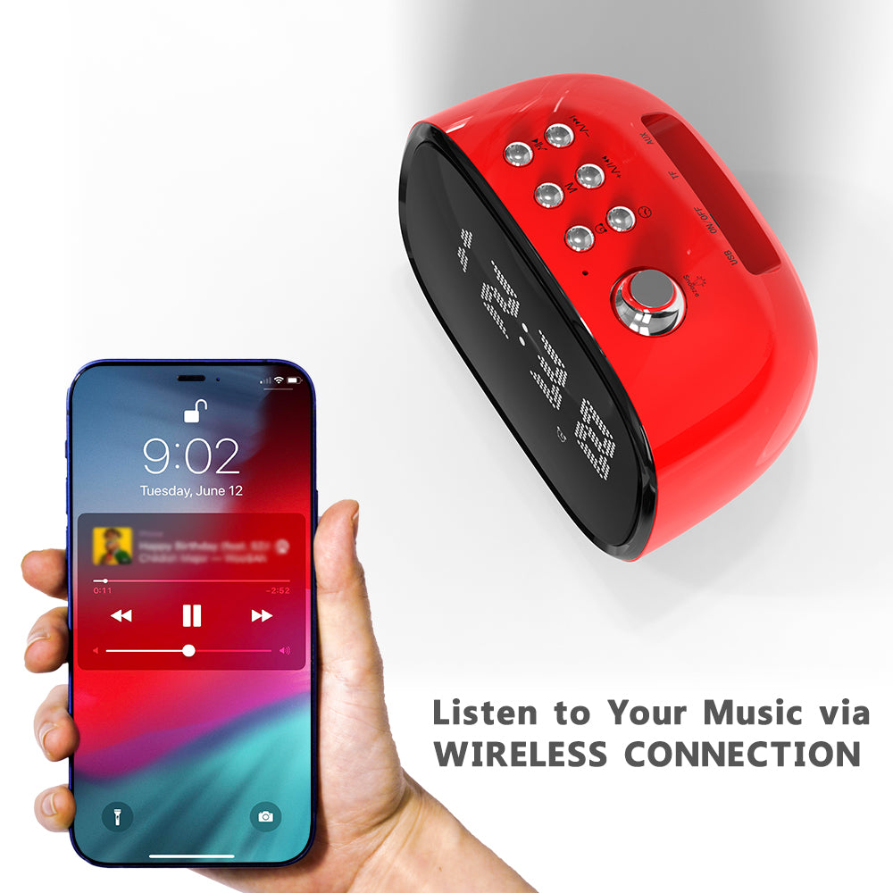 Retro Alarm Clock with wireless connection, Time Display, Alarm Setting,TF Card Slot, AUX Jack, Hands-Free Calling, Vintage Decor for for Home/Outdoor iTOMA 138