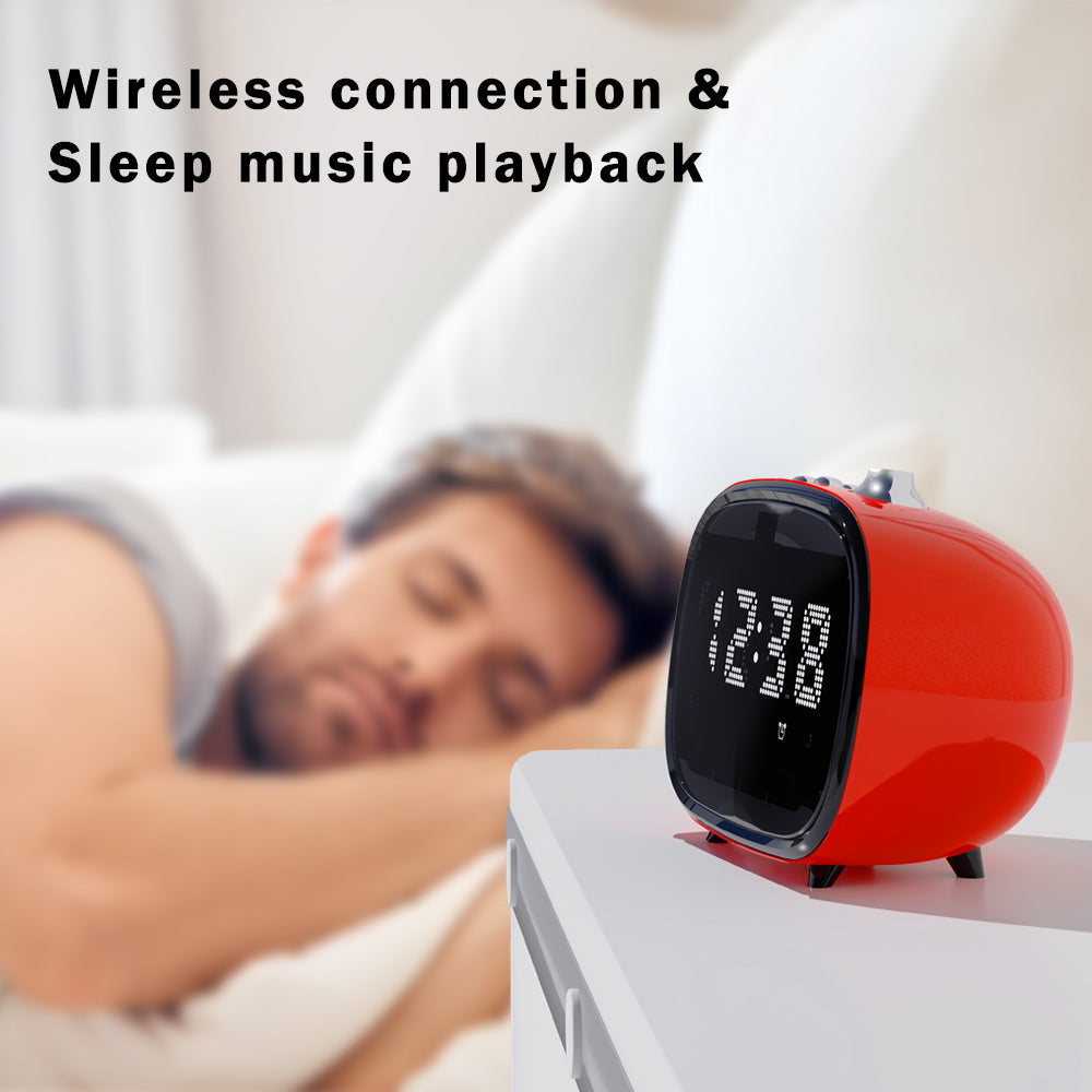 Retro Alarm Clock with wireless connection, Time Display, Alarm Setting,TF Card Slot, AUX Jack, Hands-Free Calling, Vintage Decor for for Home/Outdoor iTOMA 138