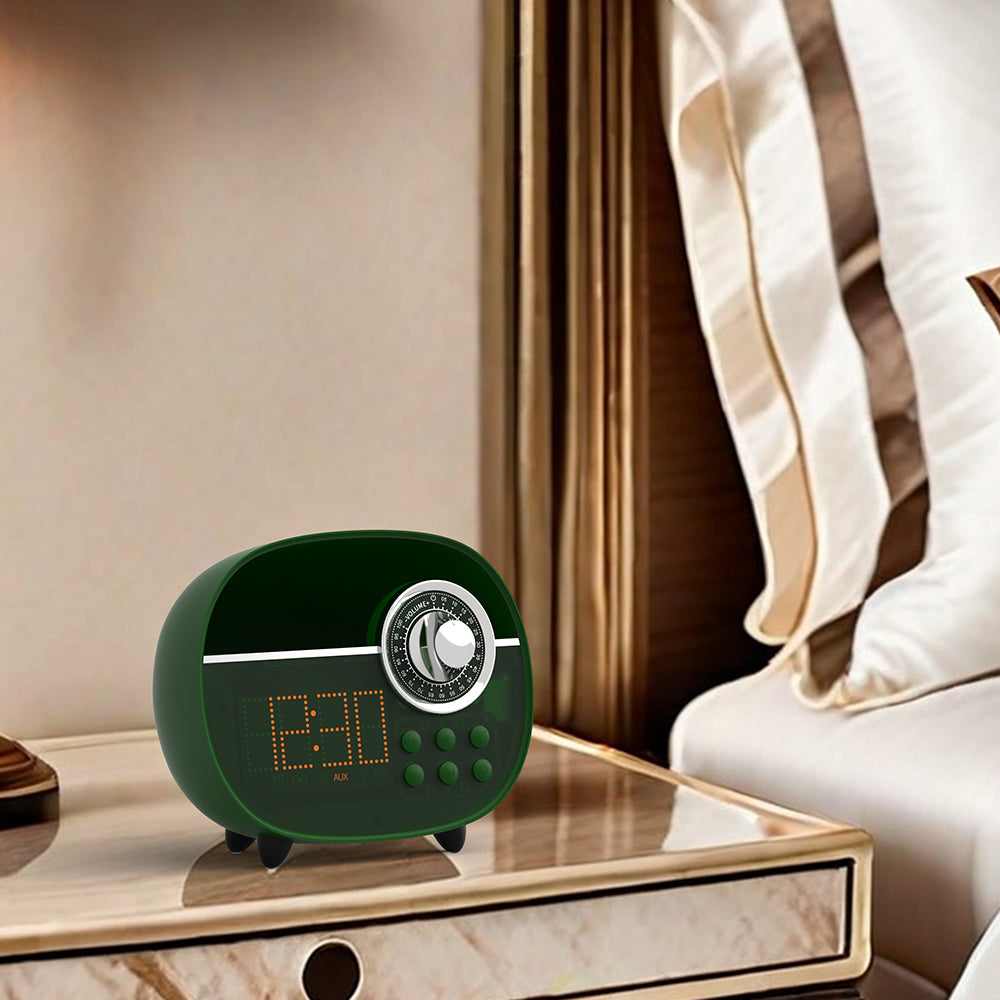 Retro Alarm Clock with Bluetooth,Vintage FM Radio,Hands-Free Calling,Night Light,Support TF Card and AUX, Suitable for Home Office, Outdoor iTOMA 158
