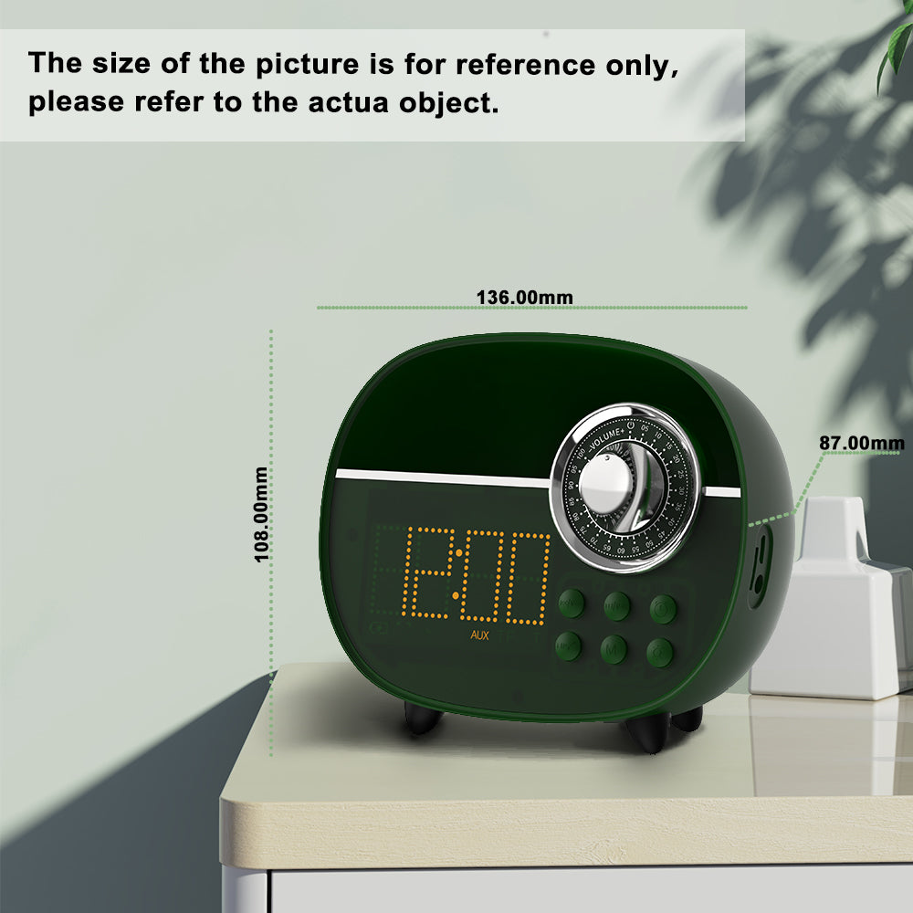 Retro Alarm Clock with Bluetooth,Vintage FM Radio,Hands-Free Calling,Night Light,Support TF Card and AUX, Suitable for Home Office, Outdoor iTOMA 158