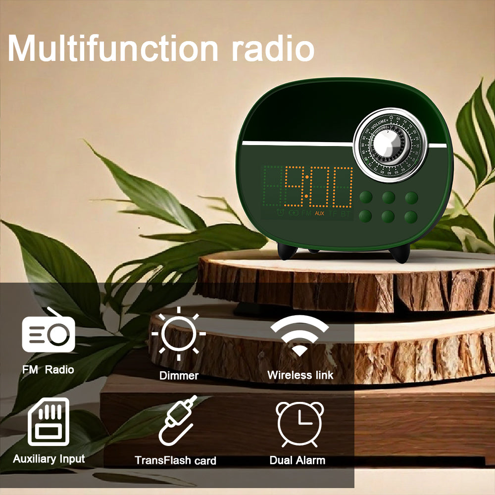 Retro Alarm Clock with Bluetooth,Vintage FM Radio,Hands-Free Calling,Night Light,Support TF Card and AUX, Suitable for Home Office, Outdoor iTOMA 158