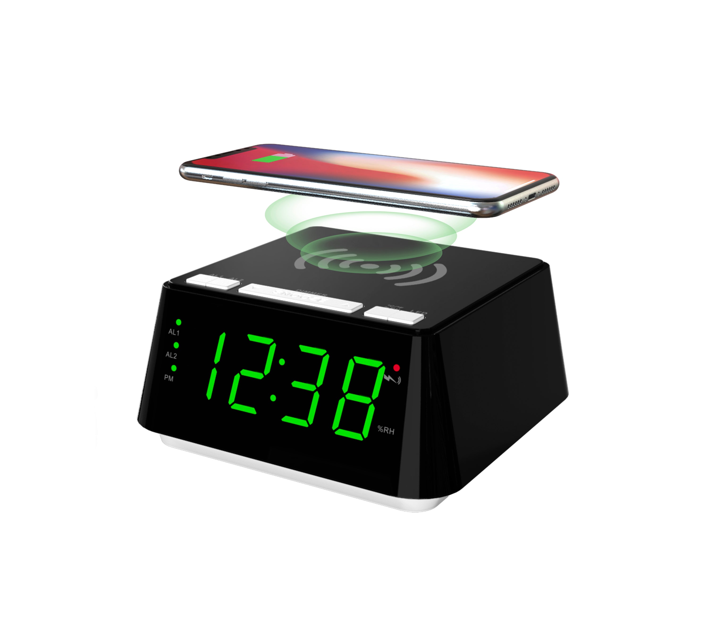 iTOMA Radiowekker, 1,4 inch klok met wit led-display, bluetooth, FM-radio, dual alarm, slaaptimer, snooze, automatische en handmatige dimmer, USB-oplader, 718wood iTOMA Radiowekker, 1,4 inch klok met wit led-display, bluetooth, FM-radio, dual alarm, slaaptimer, snooze, automatische en handmatige dimmer, USB-oplader, 718wood