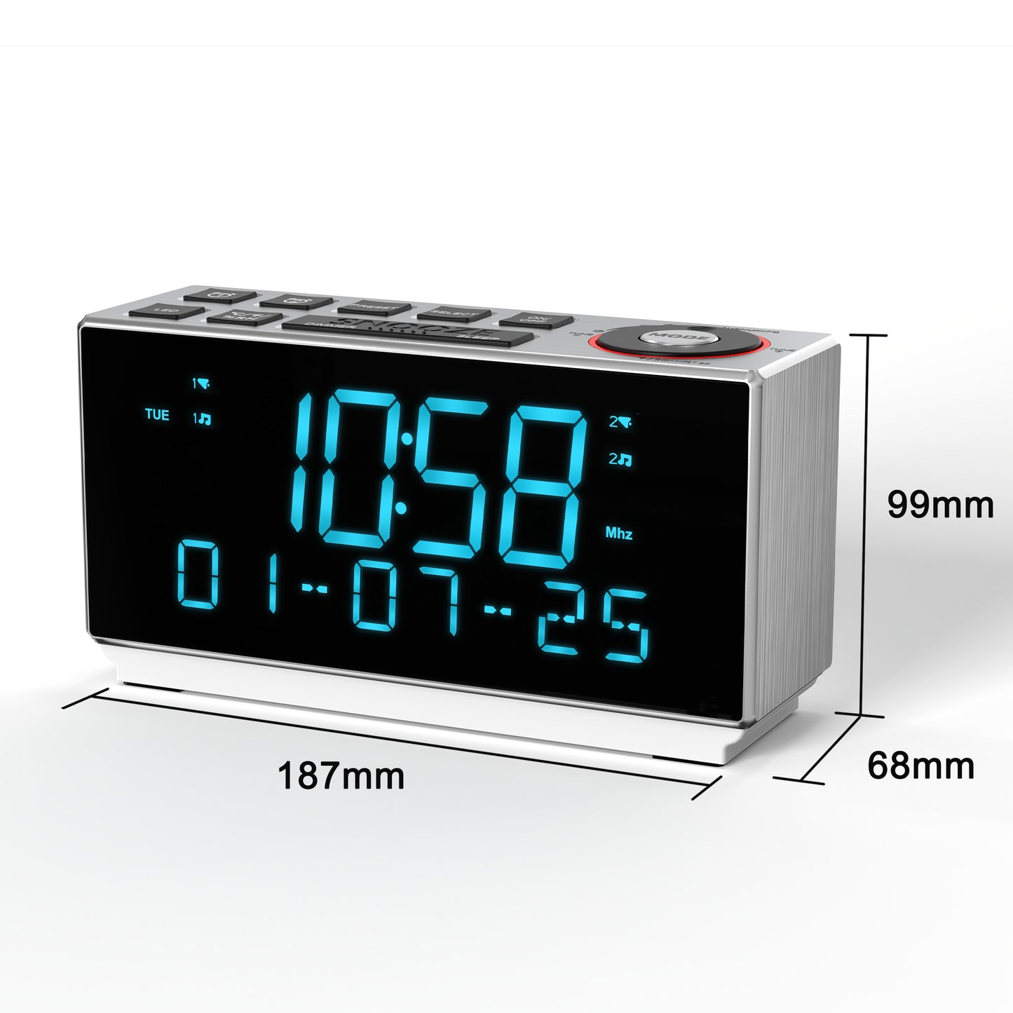 DAB+&FM Radio, Clock Radio with Bluetooth, 40 Presets, Earphone, Dual Alarm with Snooze and Sleep Timer, Two Charging Port, Dimmable, Temperature & Humidity, LED Display Alarm Clock for Bedroom iTOMA 508D