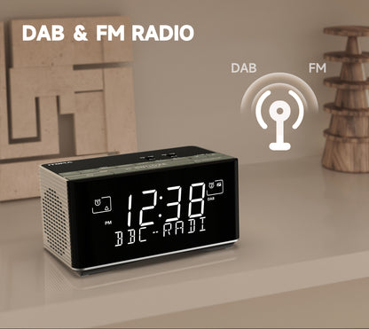 FM & DAB Radio Alarm Clock with USB Charging Port, Bluetooth Stereo Speaker, Headphone Jack, Dual Alarm, Snooze, Dimmable LCD Display iTOMA 3501