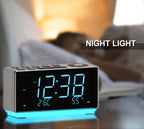 Dual Alarm Clock with FM Radio, USB Charging, 1.8'' LED Display, Night Light, Snooze, Dimmer Control, Bluetooth Speaker, Temperature & Humidity Display iTOMA 508
