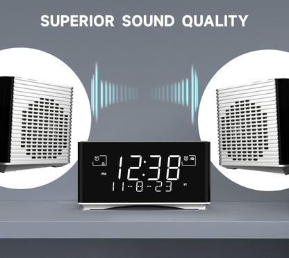 FM & DAB Radio Alarm Clock with USB Charging Port, Bluetooth Stereo Speaker, Headphone Jack, Dual Alarm, Snooze, Dimmable LCD Display iTOMA 3501