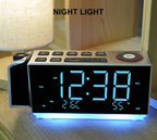 Digital Projection Alarm Clock with FM Radio, USB Charging, 1.8'' LED Display, Night Light, Dual Alarm, Snooze, Dimmer Control, Bedside Clock Radio iTOMA 509