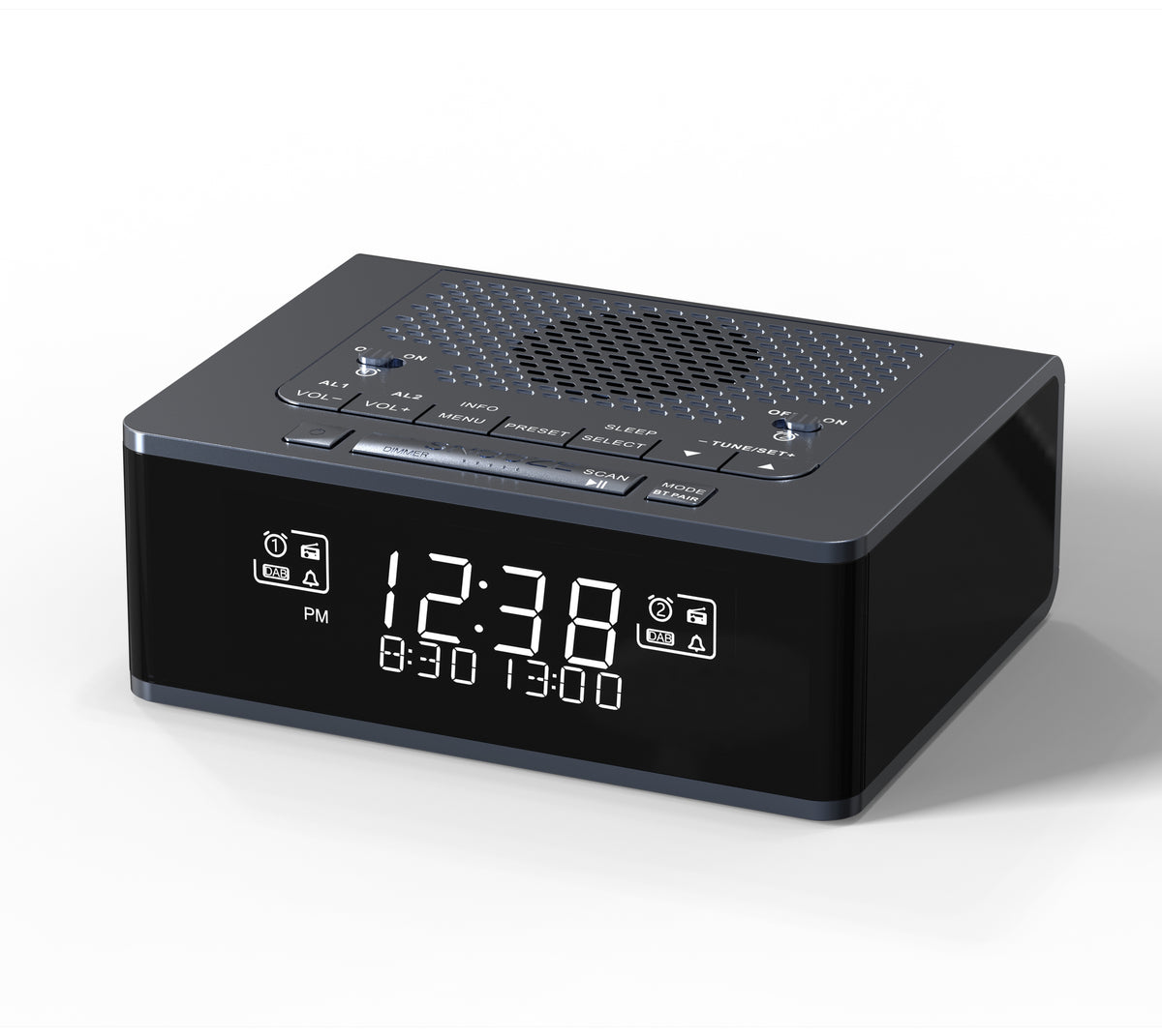 Alarm Clock with DAB & FM Radio 40 Preset Stations, Dimmable LCD Display, Dual Alarm with ON/OFF button, Snooze, Bluetooth iTOMA 525D