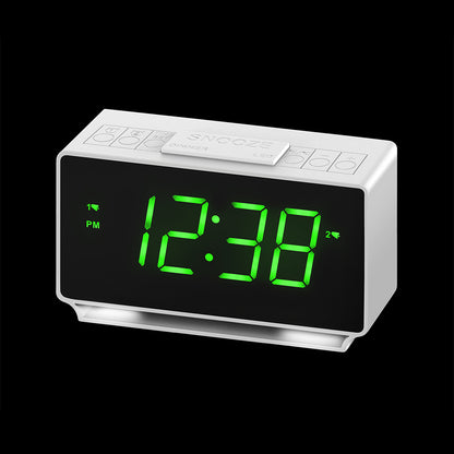 Alarm Clock, Dual Alarms with Temperature Display, Snooze,12/24Hr, Night Light and Adjustable Volume, Dimmable, Battery Backup, Portable Small LED Clocks for Bedroom iTOMA222