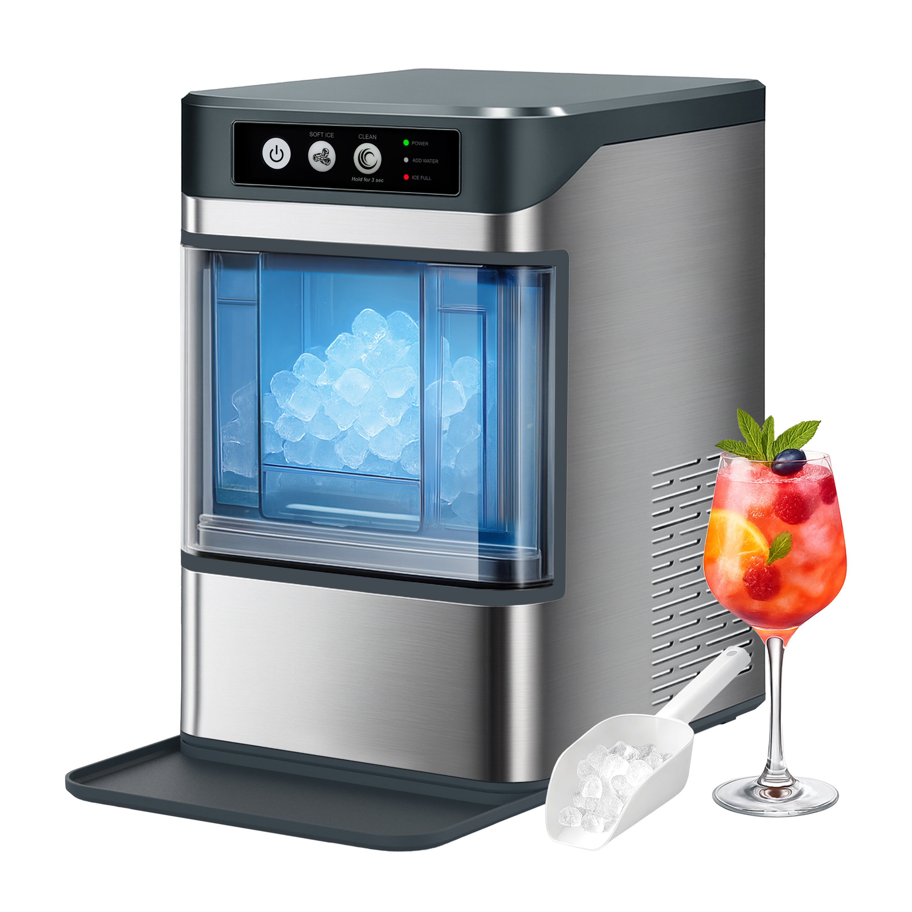 iTOMA Nugget lce Maker Machine,Chewable Pellet Ice Machine,Self-Cleaning,One-Click Operation,for Home/Kitchen/Office/ Bar Party Ice Cube Machine YH4025