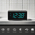 Digital Alarm Clock Radio-Bluetooth Stereo Speakers,FM Radio,Dual Alarm,Snooze,Brightness Dimmer,USB Charging, Alarm Clock for Bedroom Office iTOMA 3501S