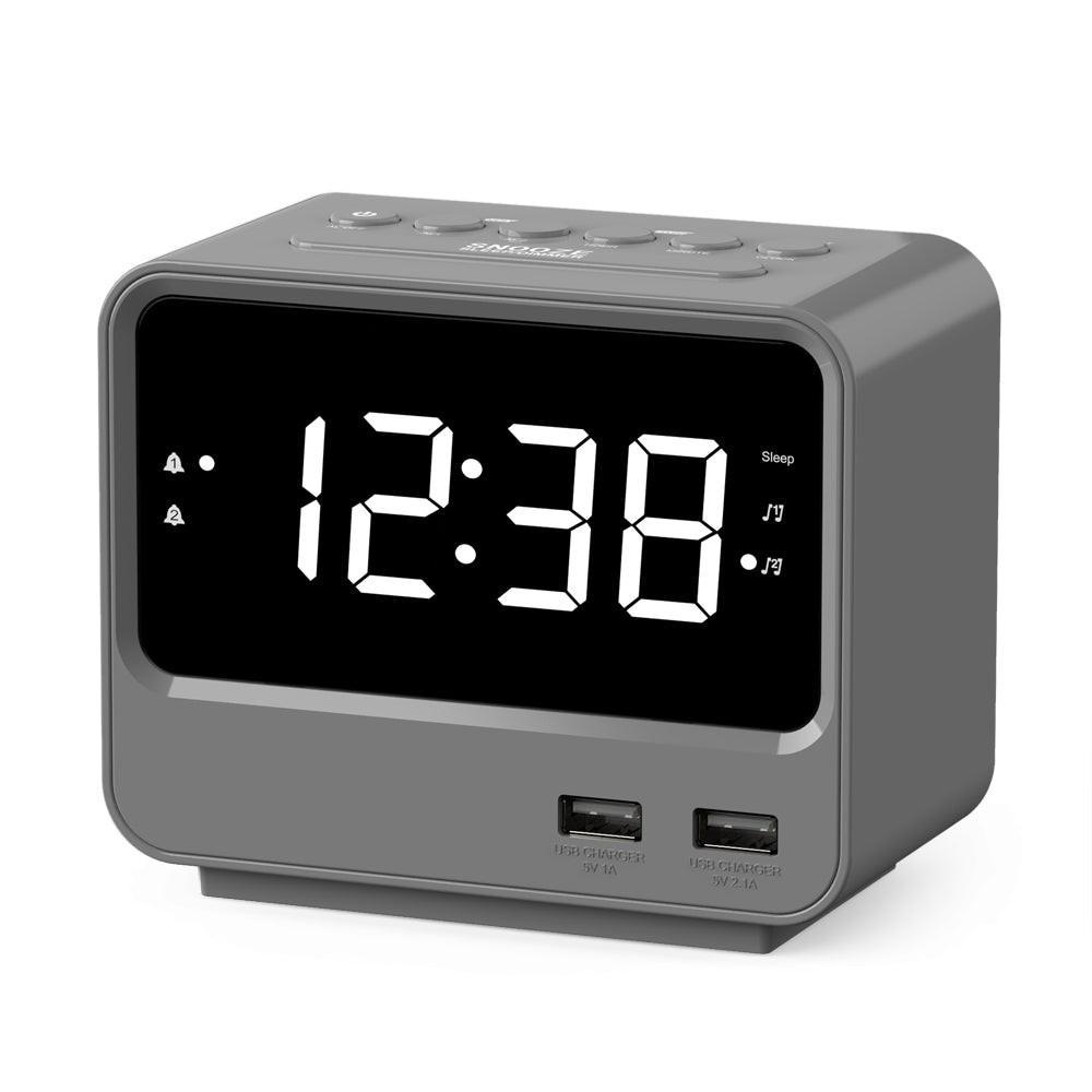 Alarm Clock Radio for Bedrooms with Two USB Charging Port, Large