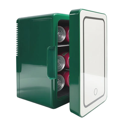 6L K6104 Mini Skincare Fridge with LED Mirror, 6Liter/6 Cans Cooler and Warmer for Makeup, Cosmetic, Beauty, Food, Medicine Portable Small Refrigerator 100% Freon-Free Eco Friendly for Bedroom, Nursery, Office, Camp and Car