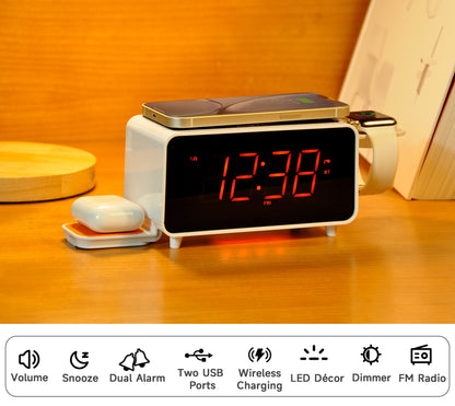 Alarm Clock Radio with Dual Wireless Charging iTOMA CKS209