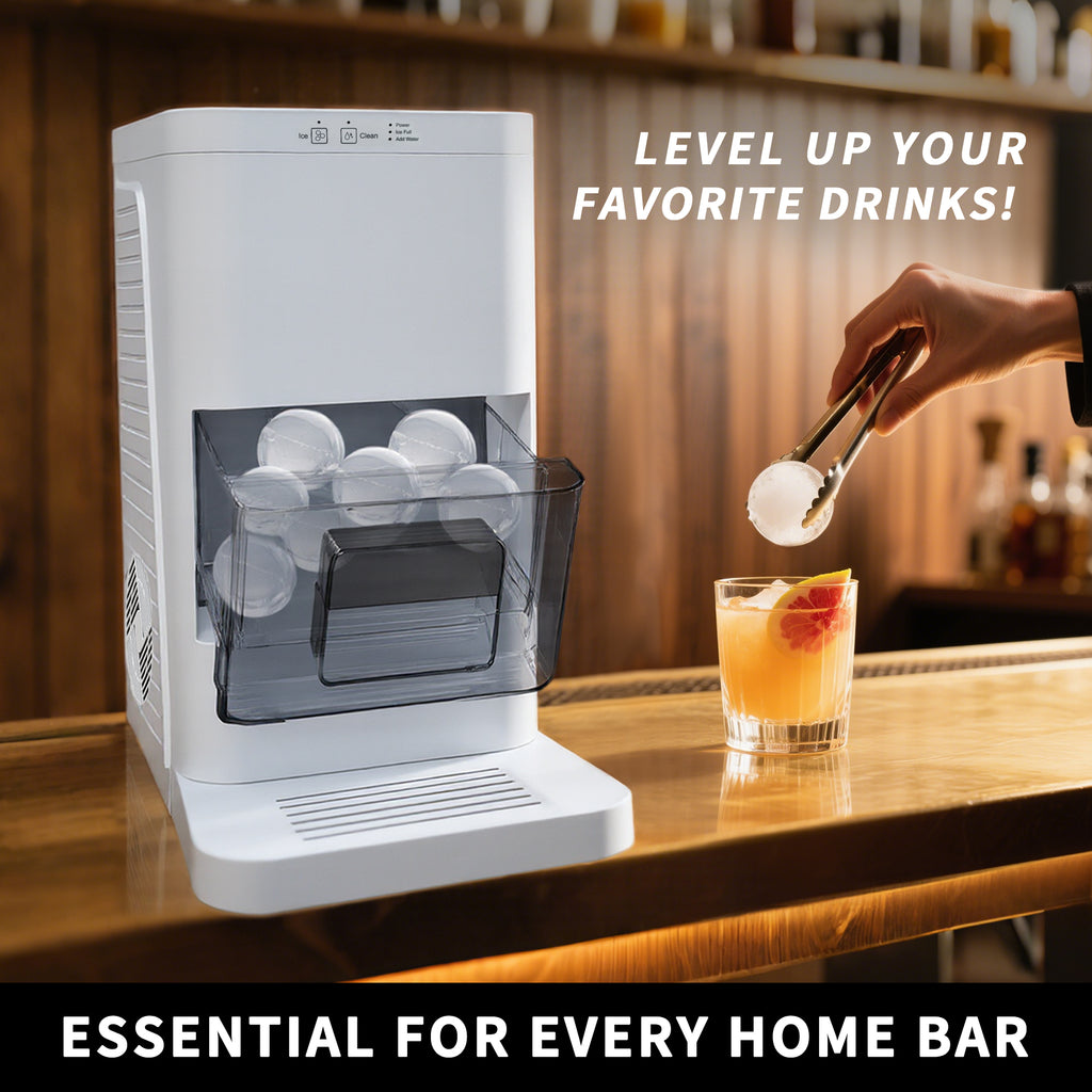 Fully-automated Artisanal Sphere Ice Maker – 2.3kg Daily Output, 50-Min Fast Ice, Smart Sensors, One-Touch Clean, Compact & Quiet for Home/Bar Use YH1590