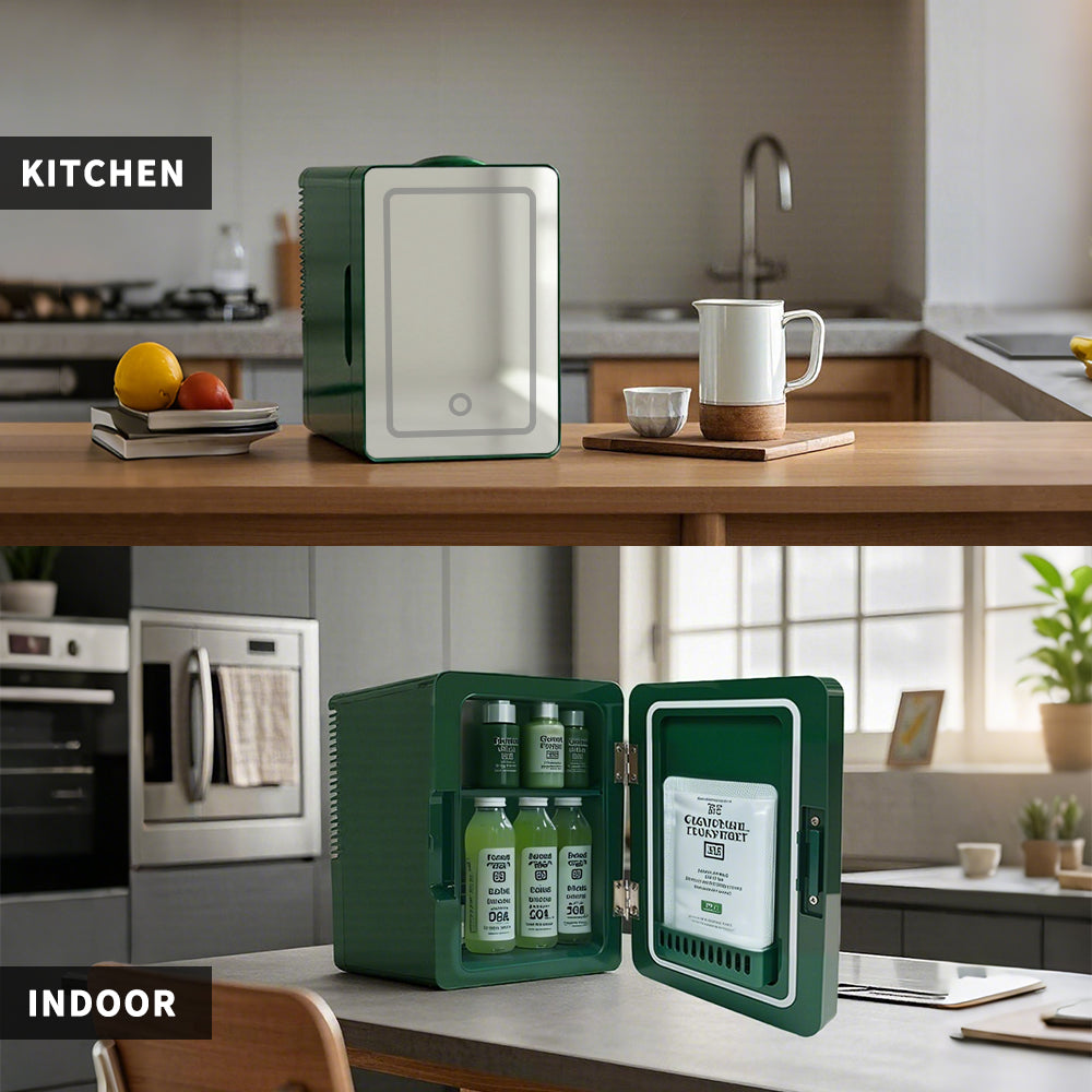 6L K6104 Mini Skincare Fridge with LED Mirror, 6Liter/6 Cans Cooler and Warmer for Makeup, Cosmetic, Beauty, Food, Medicine Portable Small Refrigerator 100% Freon-Free Eco Friendly for Bedroom, Nursery, Office, Camp and Car