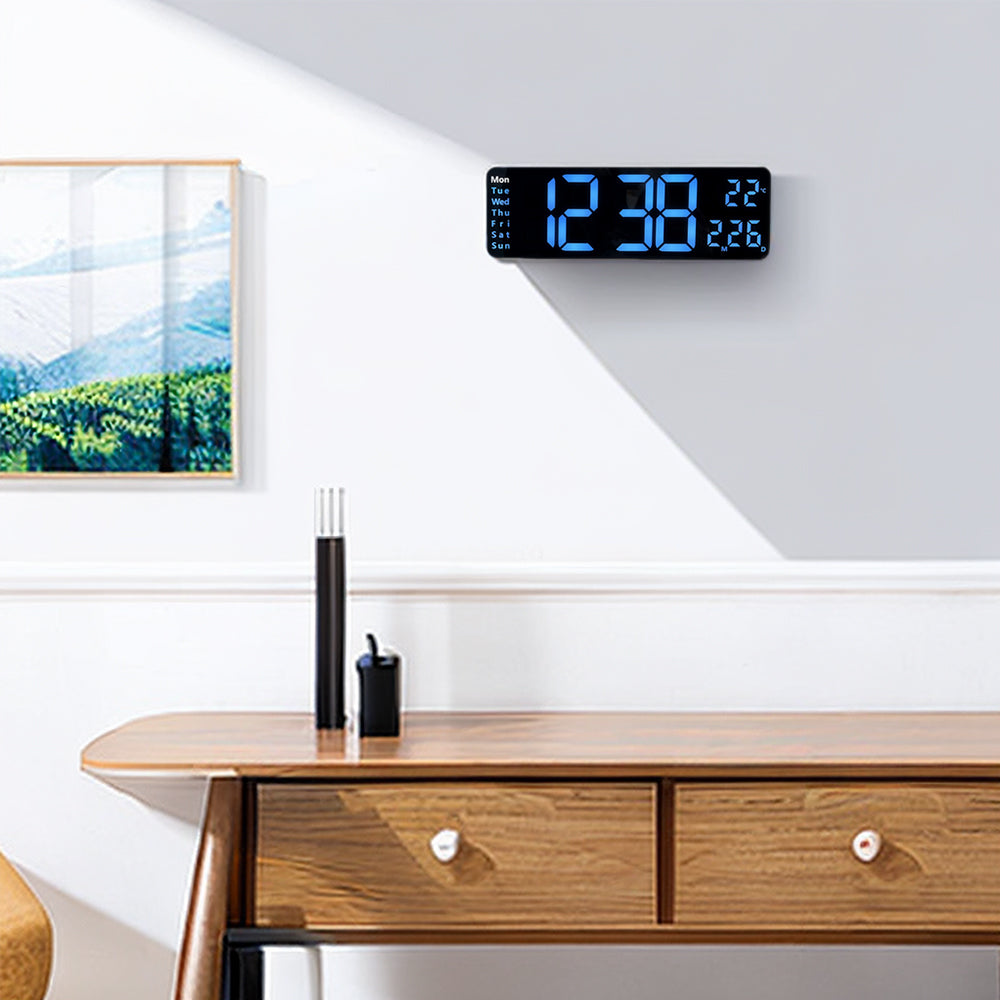 Digital Wall Clock, 13 Inch Large Display LED Wall Clock for Living Room Decor, Alarm Clock, Timer, 12/24H, Automatic Brightness Dimmer Large Clock with Day/Date/Temperature (13 Inches)