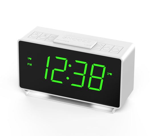 Alarm Clock, Dual Alarms with Temperature Display, Snooze,12/24Hr, Night Light and Adjustable Volume, Dimmable, Battery Backup, Portable Small LED Clocks for Bedroom iTOMA222