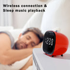 Digital Retro Alarm Clock with wireless connection, Time Display, Alarm Setting,TF Card Slot, AUX Jack, Hands-Free Calling, Vintage Decor for for Home/Outdoor iTOMA 138