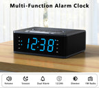 Bedroom Digital Alarm clock with FM radio, Bluetooth, Dimmable LED display screen, sleep timer, adjustable volume, dual alarm clock with on/off button, bedside alarm clock for adults, the elderly and children iTOMA 515
