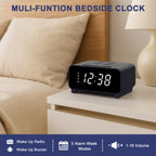 Clock Radio with AM/FM Radio, Dual Alarms, Snooze,  Memory Presets, Dimmer, Sleep Timer, 12/24Hr, Digital Clock with Volume Control, Night Light & White LED Display Alarm Clock for Bedroom iTOMA 213