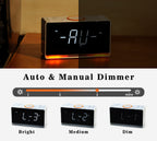 Digital Alarm Clock Radio, 1.4" White LED Display Clock with Bluetooth, FM Radio, Dual Alarm, Sleep Timer, Snooze, Auto & Manual Dimmer, USB Charger and Night Light iTOMA 718