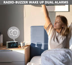 Creative APP Control, Alarm Clock Radio with 15W Wireless Charger, FM Radio, Bluetooth, Two Charging Ports, Dual Alarm, Sleep Timer, Snooze, Auto-Manual Dimmer, Night Light &1.4" Ice Blue LED Display Clock Radio for Bedroom iTOMA 207A