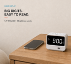 iTOMA Alarm Clock Radio for Bedrooms with Two USB Charging Port, Large Numbers with Adjustable Brightness, Bedside Digital FM Radio with Sleep Timer, Volume, Snooze, Led Digital Clock A23 (White)