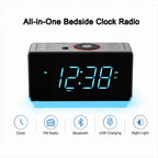 Radiowecker mit Bluetooth-Lautsprecher, UKW-Radio, Doppelalarm mit Schlummerfunktion, großem LED-Display, Dimmersteuerung, USB-Ladeausgang und Nachtlicht iTOMA CKS708 