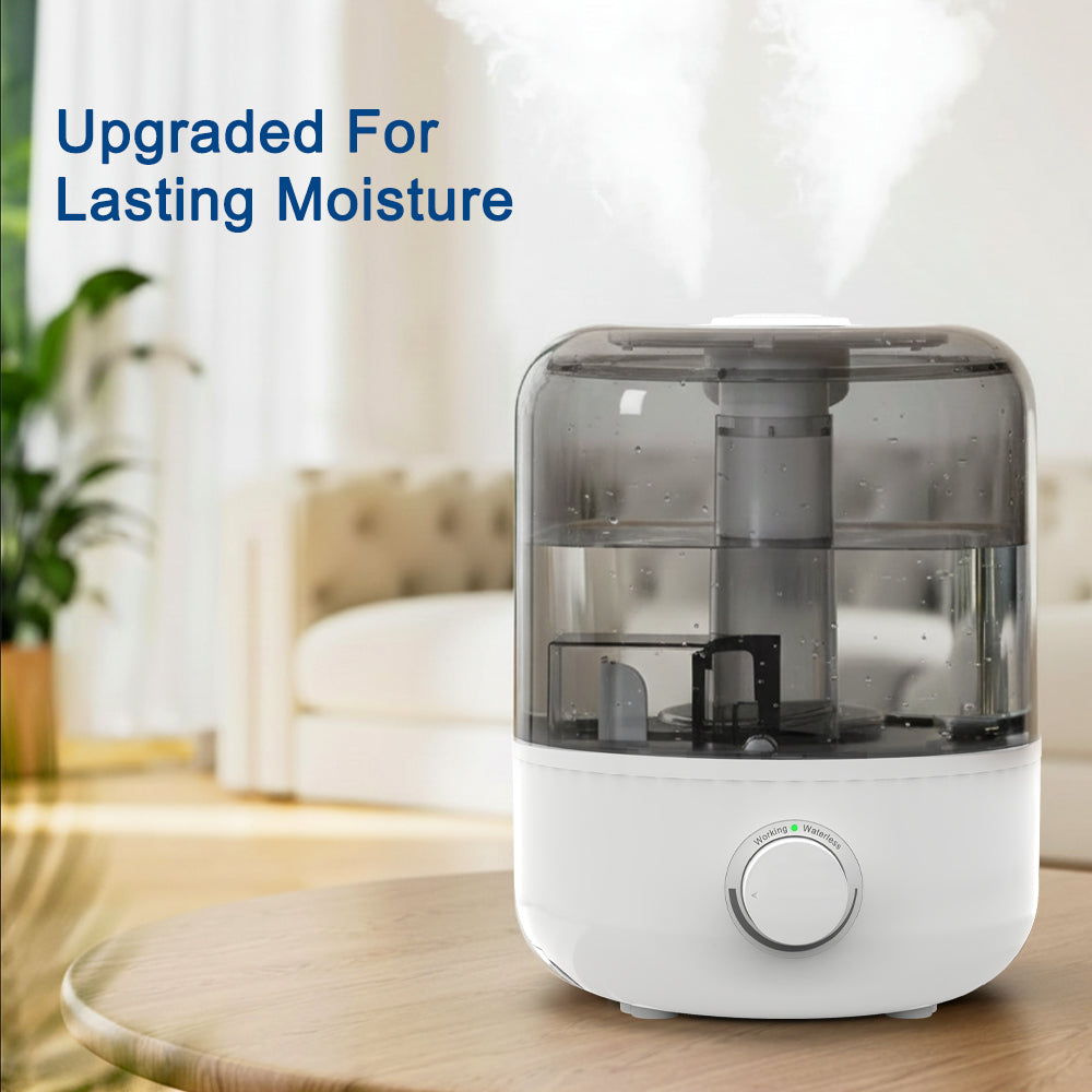 iTOMA 3L Large Top Fill Humidifiers for Bedroom, Mist Humidifier with 360° Dual Nozzles, Water Purification Filter, Adjustable Mist Levels, Ultra Quiet for Home Office Nursery