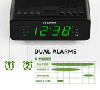 Digital iTOMA Alarm Clock with AM/FM Radio, 4-Level Dimmer, Snooze, Dual Alarms, Sleep Timer and Easy to Read 0.9" LED Jade Green Display 2100