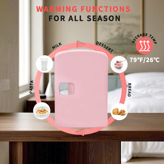 4L K4206 Pink Mini Fridge, 4 Liter/6 Can Portable Cooler Personal Refrigerator for Skin Care, Cosmetics, Beverage, Food,100% Freon-Free Eco Friendly for Bedroom, Office, Car, Dorm