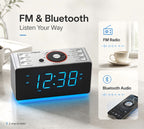 iTOMA Alarm Clock Radio Bluetooth Speaker, Dual Alarm, FM Radio LED Display