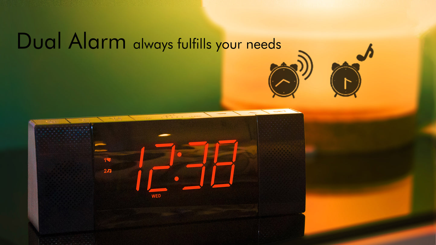 Alarm Clocks Radio with wireless connection, FM Radio, Dual Alarm with Snooze, USB Charging, Auto and Manual Dimmer, Clock for Bedside iTOMA 503