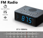 Bedroom Digital Alarm clock with FM radio, Bluetooth, Dimmable LED display screen, sleep timer, adjustable volume, dual alarm clock with on/off button, bedside alarm clock for adults, the elderly and children iTOMA 515