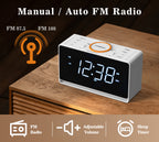 Digital Alarm Clock Radio, 1.4" White LED Display Clock with Bluetooth, FM Radio, Dual Alarm, Sleep Timer, Snooze, Auto & Manual Dimmer, USB Charger and Night Light iTOMA 718