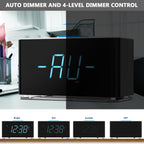 Bedside Alarm Clock Radio, 15 W Ultra Fast Wireless Phone Charger with wireless conncetion, USB Charging Port, Dual Alarm, Sleep Timer, Snooze, Dimmer, FM Radio,Cyan LED Night Light &1.4" Display iTOMA 207S