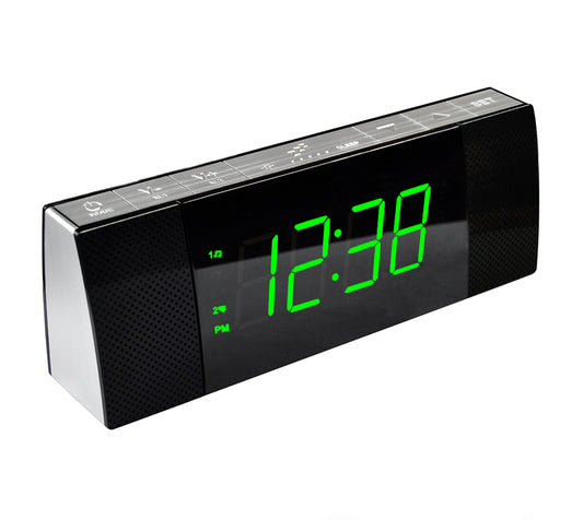 Bedside Alarm Clock Radio with Wireless Connection Speaker, Dimmable Jade Green LED Display, FM Radio with Sleep Timer, Dual Alarm with ON/OFF Push-button, Snooze, 12/24H iTOMA 503U