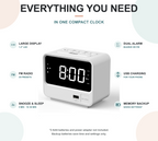 iTOMA Alarm Clock Radio for Bedrooms with Two USB Charging Port, Large Numbers with Adjustable Brightness, Bedside Digital FM Radio with Sleep Timer, Volume, Snooze, Led Digital Clock A23 (White)