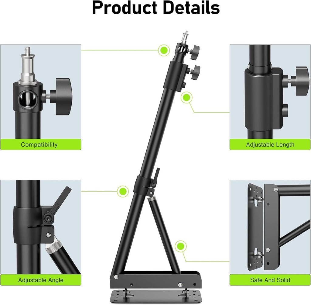 Ring Light Mount - Wall Mount Triangle Boom Arm， 4.3ft/130cm Wall Stand Tirpod Support 180°Flexible Rotation for Studio Video Light, Monolight, Photography, Softbox, Reflector (4.3Ft)