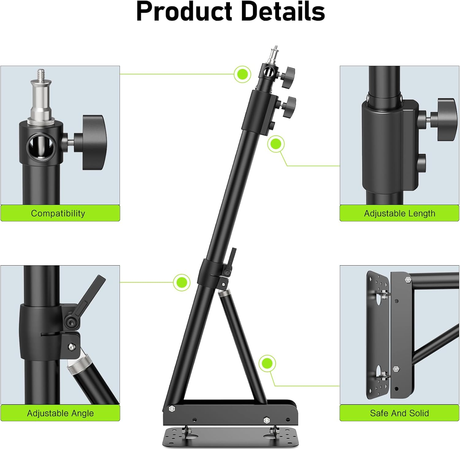 Ring Light Mount - Wall Mount Triangle Boom Arm， 4.3ft/130cm Wall Stand Tirpod Support 180°Flexible Rotation for Studio Video Light, Monolight, Photography, Softbox, Reflector (4.3Ft)