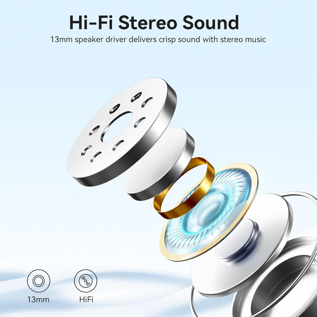 Wireless Earbuds, Bluetooth 5.3 Headphones 40Hrs Playtime Deep Bass Stereo, LED Power Display, Call Noise Canceling Headphones with Mic, IP7 Waterproof Earphones for iOS Android Purple