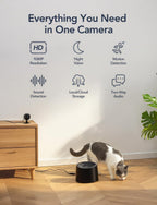 GNCC 2.4GHz Indoor Security Camera, 1080P Home Camera for Pet Monitoring, Motion Detection, Two-Way Audio, IR Night Vision, Easy Install, Cloud Storage Subscription Required, No 5GHz Support(Black-1P)