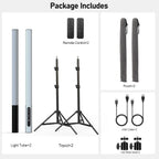 LED Light Stick RGB Fill Light Stand Photography Lighting Kit LED Video Lighting with 5000mAh Battery, Remote Controller Dimmable 2500K~6500K, Adjustable Tripod Stand for Live Streaming, Vlog, Gaming