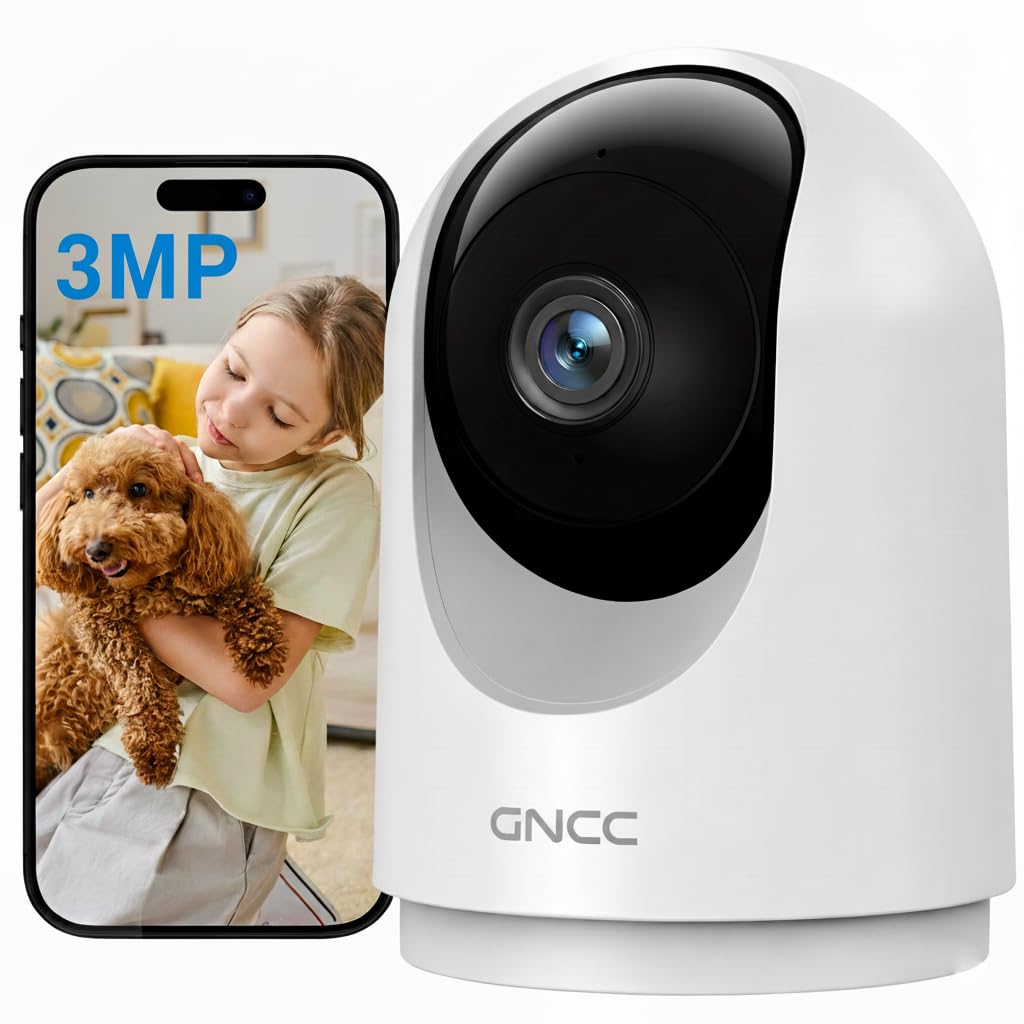 GNCC 2K Security Cameras 4pcs, Home Security Camera Indoor with 360° Motion Detection for Pets/Baby/Dog, Two-Way Audio, Night Vision, 24/7 SD Card Storage, Cloud Storage, Compatible with Alexa