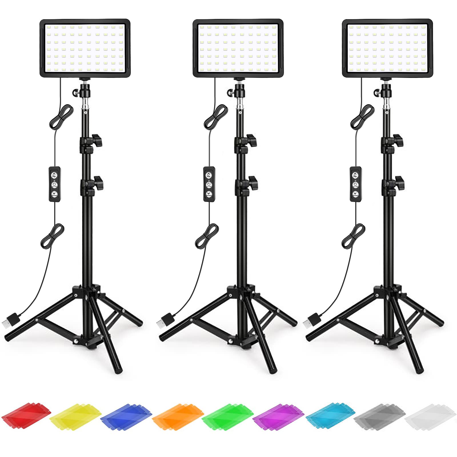ALTSON 3 Pack LED Video Panel Light, 2500-8500K Dimmable Studio Lights with Tripod Stand & Phone Holder, 78" Photography Lighting Kit for Video Recording, Game Streaming, Photography, Tiktok, YouTube