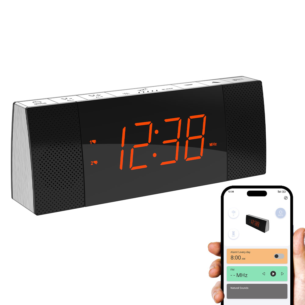 Alarm Clocks Radio with wireless connection, FM Radio, Dual Alarm with Snooze, USB Charging, Auto and Manual Dimmer, Clock for Bedside iTOMA 503A