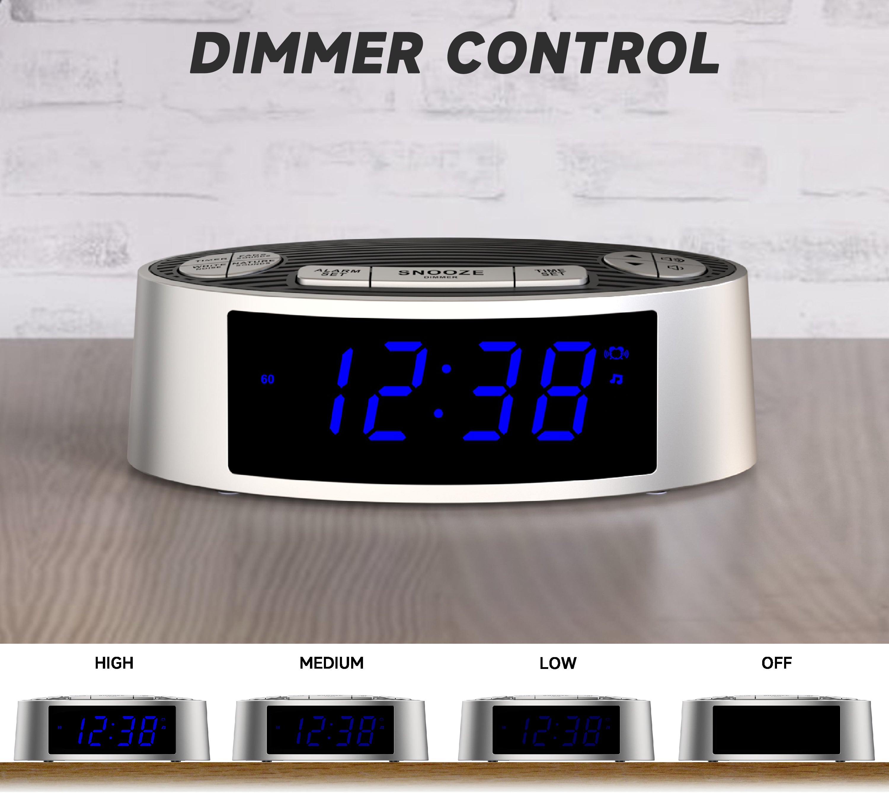 White Noise Machine with Alarm Clock, 20 Soothing Sounds, Wake to Vibration or Buzzer, Snooze, Dimmer Control, Timer and Memory Function for Home Travel iTOMA 301